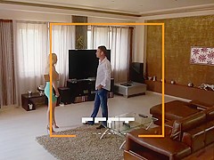 Foot fuck under the sun with leggy blondie Karlie Simon makes him cum hard