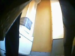 Long legged girl has pissed on the public toilet spy cam