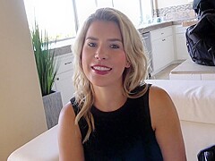 Intense Couch Fuck With Tan Line Perky Tit Blonde
