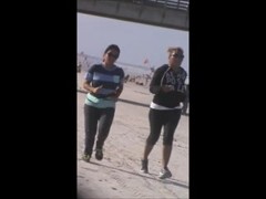 double latina milfs tit jiggle jogging on beach 29