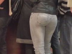 A rich ass in tight jeans in this spy cam video