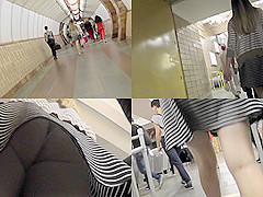 Hot upskirt porn with amateur blonde in a crowded place