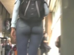 Amazingly juicy asses appear on a street candid voyeur video