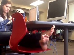 Candid Teen Feet Soles in College Computer Lab