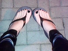 Black polish on my toes