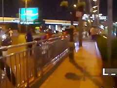 Nicely tanned Thai girl sits on BWC