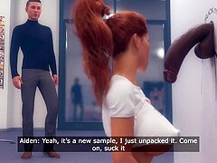Unfaithful wife ravaged by salesman in shop as spouse observes in cartoon drama - 3D Cuckold story w