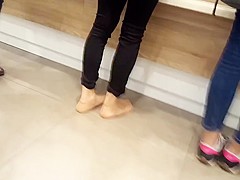 Shoe shopping w my fr  her nylon feet walking