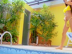 Sexy Latina gets a good fuck by the swimming pool