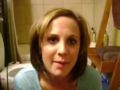 Amateur Whore swallowing a Glass of Semen