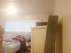 Real Hidden cam in young girls bedroom getting dressed for the day