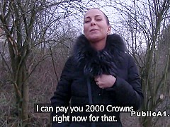 Hot Czech amateur bangs outdoor pov