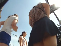 Real schoolgirl chick upskirt voyeur video