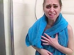 Brother Spies on Not Real Sister Taking Shower