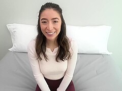Cute Teen 18+ Amateur With Tan Lines Makes Her First Amateur Porn