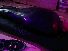 Wife Punishes Her Husband-Slave in Full-body-Inflate Latex Bag - ESTIM - Restricted Breathing - Bagg