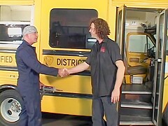 Blonde teen banged by bus driver in vintage video