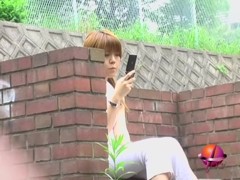 Amative brown-haired teenage hottie getting tricked by sharking chap