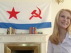 Russian Blonde Teen Amber Daikiri Brutally Bound and Gangbanged