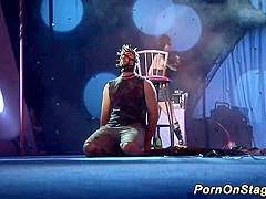 crazy fetish needle show on stage