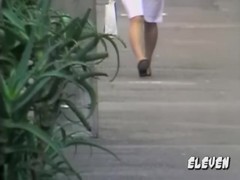 Right after shopping and on her way home skirt sharking vid
