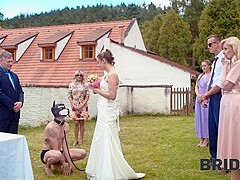 Perverted Hot Bride Gets Fucked By A Masked Sex Slave On A Leash During A Wedding Ceremony With Falc