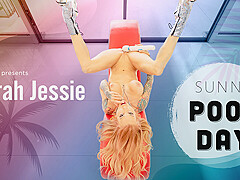 Sunny Pool Day - Redhead Big Tits Riding Toy - SexLikeReal