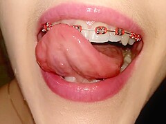 Teen Girl With Braces Uses Cum to Brush Teeth Closeup Sloppy Blowjob 4K POV