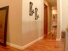 Blonde cutie catches her stepmom with another girl and gets in the mood for some lesbian action