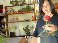 F-Sized tits mature gets fucked in flower store
