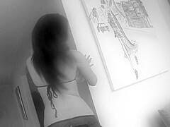 Small-titty slut strips for big cock and gets her pussy eaten