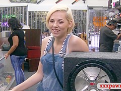 Slender blonde babe rammed by pawn man