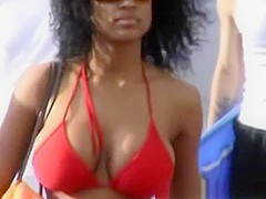 Busty ebony big tits bouncing