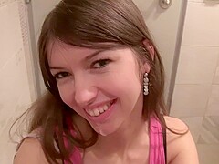 Naughty Babe Goes With Stranger For Toilet Blowjob While Shopping - Susan Ayn