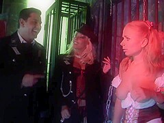 2 Big Boobed Blondies In Fishnet Stockings Have Anal Threesome With A Guy
