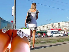 Lace candid strap upskirt movie scene