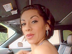 Latina hottie washes the car and gets rewarded with a big cock