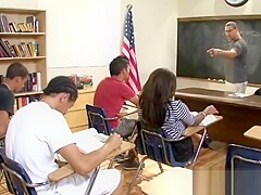 Busty black teen classroom riding sucking dong