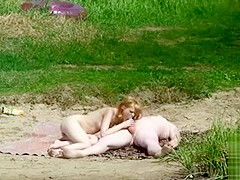 Skinny nudist girl penetrated by chubby boyfriend