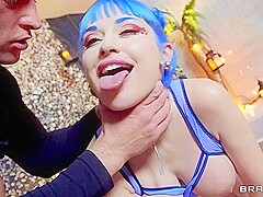 Naughty Blue-haired Nymph Jewelz Has Fun With Baldhe - Zac Wild And Jewelz Blu