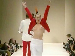 Topless fashion catwalk models