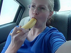 Fucking Pussy Hardly With Banana In The Car / Public