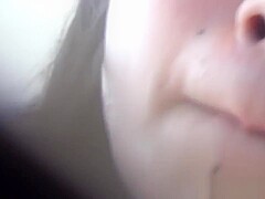 Asian teen fucks cucumber