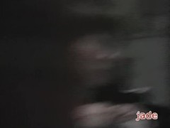 Sexy banana teasing a cute asian cunt in voyeur porn video