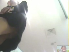 Stylish hottie bends over lifting her skirt showing her ass