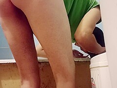 Milf With Naked Hairy Ass Washing Her Hair