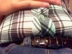 Teen girl belly digesting loudly