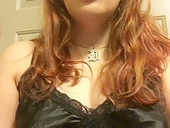 Hot Chubby Goth Teen Smoking and Licking/Sucking Dildo in Dark Lipstick