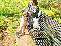 Tattooed Redheaded Girl Caught At The Bus Stop Dangling Her Shoe