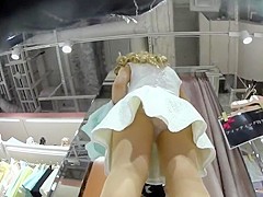 shopping mall  Japanese pantyhose upskirt